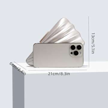 UMREN Seashell Chain Shoulder Bag for Women Acrylic Evening Clutch Bag Glitter Marble Purse Handbag for Wedding Party Prom Apricot