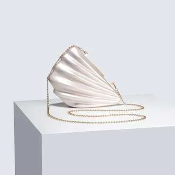 UMREN Seashell Chain Shoulder Bag for Women Acrylic Evening Clutch Bag Glitter Marble Purse Handbag for Wedding Party Prom Apricot