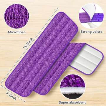 6 Pack Reusable Mop Pads Compatible with Swiffer PowerMop, Wood Floor Pads Mop Refill Pads Mop Pads Refills Microfiber Mop Pads for 13''-15'' Microfiber Spray Mop Machine Washable