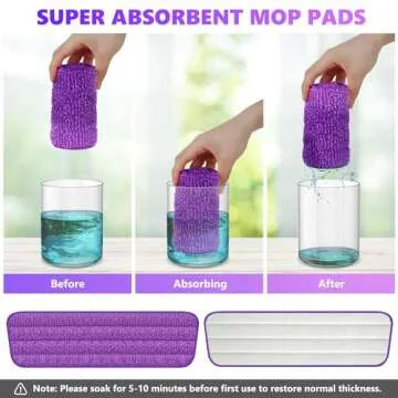 6 Pack Reusable Mop Pads Compatible with Swiffer PowerMop, Wood Floor Pads Mop Refill Pads Mop Pads Refills Microfiber Mop Pads for 13''-15'' Microfiber Spray Mop Machine Washable