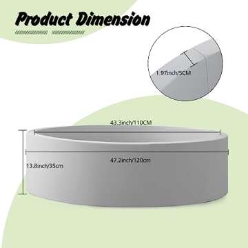 Zmarthumb Large Foam Ball Pit for Children Toddlers, 47.2” Soft Round Ball Pits for Kids, Baby Playpen Ball Pool, Ideal Gift for Indoor and Outdoor Game(Grey), Balls Not Included