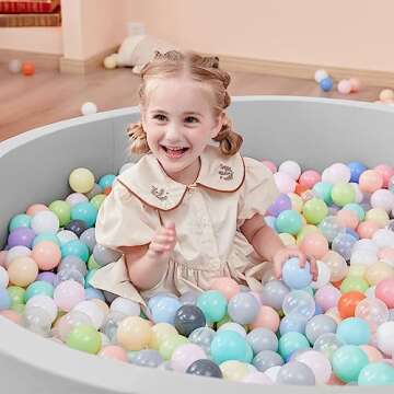 Zmarthumb Large Foam Ball Pit for Children Toddlers, 47.2” Soft Round Ball Pits for Kids, Baby Playpen Ball Pool, Ideal Gift for Indoor and Outdoor Game(Grey), Balls Not Included