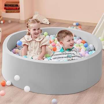 Zmarthumb Large Foam Ball Pit for Children Toddlers, 47.2” Soft Round Ball Pits for Kids, Baby Playpen Ball Pool, Ideal Gift for Indoor and Outdoor Game(Grey), Balls Not Included