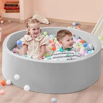 Zmarthumb Large Foam Ball Pit for Children Toddlers, 47.2” Soft Round Ball Pits for Kids, Baby Playpen Ball Pool, Ideal Gift for Indoor and Outdoor Game(Grey), Balls Not Included