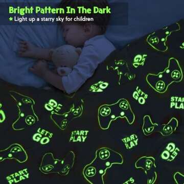 Jekeno Gaming Gamer Gifts Toys for Kids Boys Glow in The Dark Blanket Video Game Controller Gamepad Throw for Teen Girls Toddlers Teenage Son Boyfriend Adults Birthday 50"x60"