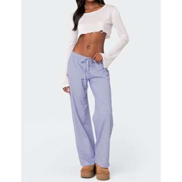 Ugerlov Women's Wide Leg Striped Pants for Summer Comfort