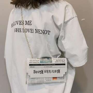 Acxico 1 PC Women Newspaper Messenger Bag Shoulder Bag Personality Fashion Small Square Bag