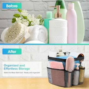 Attmu Mesh Shower Caddy Portable for College Dorm Room Essentials with 8 Pockets, Hanging Shower Caddy Dorm Basket, Quick Dry Shower Bag for Bathroom