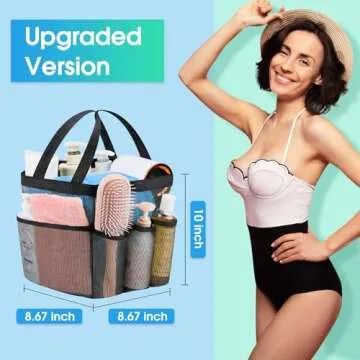 Attmu Mesh Shower Caddy Portable for College Dorm Room Essentials with 8 Pockets, Hanging Shower Caddy Dorm Basket, Quick Dry Shower Bag for Bathroom