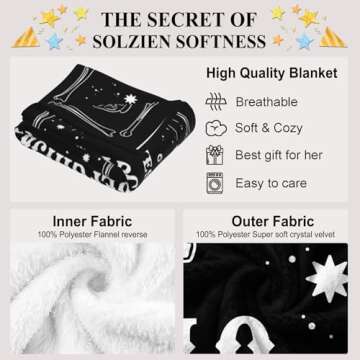 Solzien Ouija Board Blanket 50"x60", Goth Witchy Birthday Gifts for Women/Men, Gothic Skeleton Skull Ouija Board Decor, Halloween Christmas Decorations, Spooky Gifts, Halloween Gothic Throw Blanket