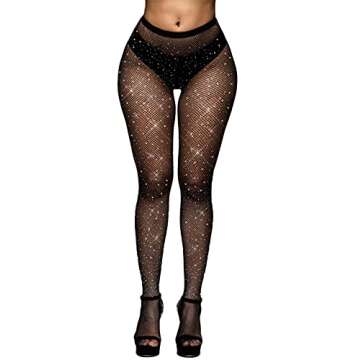 VINICUNCA Fishnet Stockings for Women Sparkly Rhinestone Fishnet Tights Multi Pack (US, Alpha, Medium, X-Large, Regular, Regular, Black & White-mini Grid)