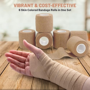 Self Adherent Cohesive Wrap Bandages - 6 Count for All Ages