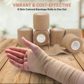 Self Adherent Cohesive Wrap Bandages - 6 Count for All Ages