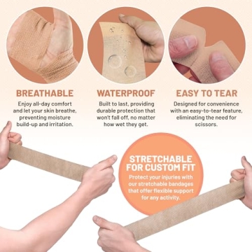 Self Adherent Cohesive Wrap Bandages - 6 Count for All Ages