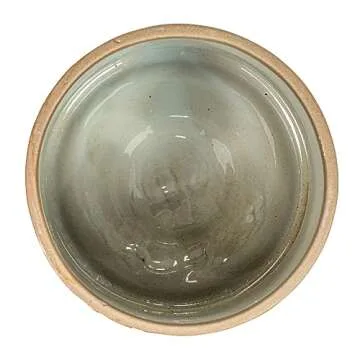 Bloomingville 5 Inches Round Stoneware Lid and Pine Wood and Jute Handle in Reactive Glaze, Beige Canister