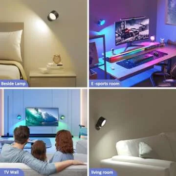 Lightbiz LED Wall Lights with Remote & 360° Rotation