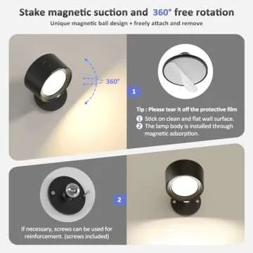 Lightbiz LED Wall Lights with Remote & 360° Rotation