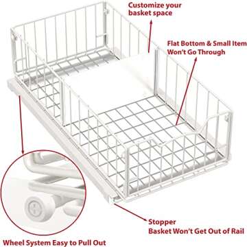 Simple Houseware Pull Out Cabinet Sliding Basket, White