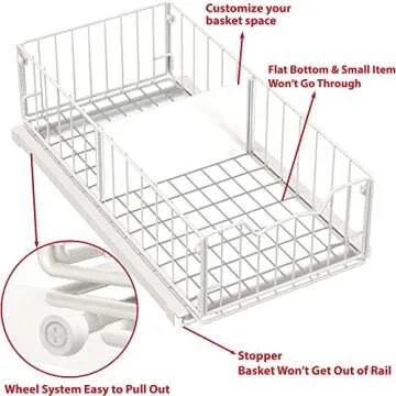 Simple Houseware Pull Out Cabinet Sliding Basket, White