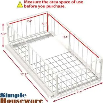 Simple Houseware Pull Out Cabinet Sliding Basket, White