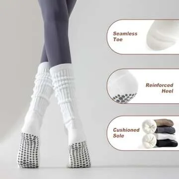 TOAMOUR Non Slip Yoga Socks for Women, 3 Pairs - Comfortable & Stylish