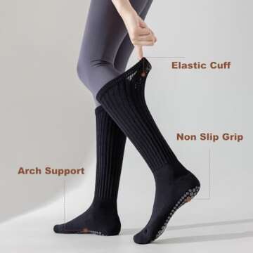 TOAMOUR Non Slip Yoga Socks for Women, 3 Pairs - Comfortable & Stylish