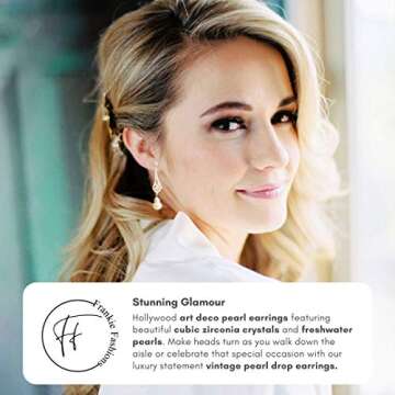 Frankie Fashions Vintage Pearl Dangle Earrings Pearl Wedding Earrings for Brides Bridesmaids Mother of the Bride w/Stunning Pearls and Cubic Zirconia (Silver)