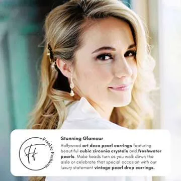 Frankie Fashions Vintage Pearl Dangle Earrings Pearl Wedding Earrings for Brides Bridesmaids Mother of the Bride w/Stunning Pearls and Cubic Zirconia (Silver)
