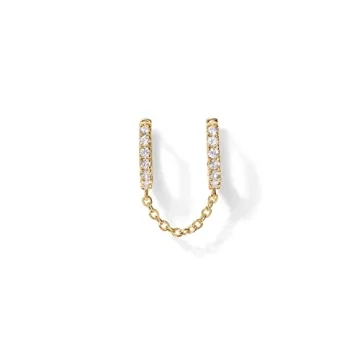 PAVOI 14K Gold Huggie Hoop Earrings for Double Piercing