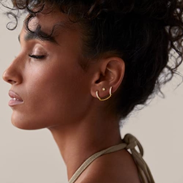 PAVOI 14K Gold Huggie Hoop Earrings for Double Piercing