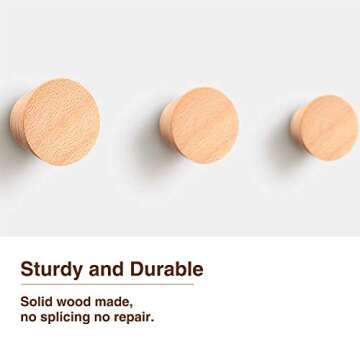 Blulu 4 Packs Wood Wall Hooks Wooden Pegs for Hanging Coat Hooks Heavy Duty Robe Hook Hat Rack Moder...