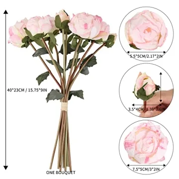 ICBOX Pink Peonies Artificial Flowers for Stunning Decor