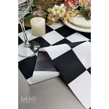 Black and White Checkerboard Table Runner for Parties