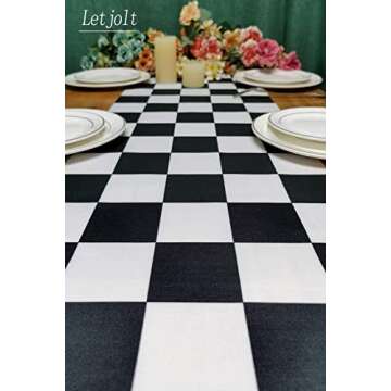 Black and White Checkerboard Table Runner for Parties