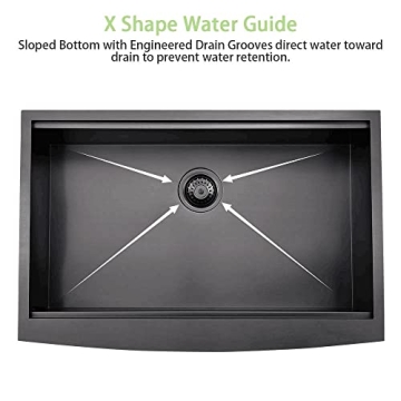 33 Inch Black Farmhouse Sink Workstation-Bokaiya 33x22 Farmhouse Apron Front Kitchen Sink Black Stainless Steel Farmhouse Sink 16 Gauge Deep Single Bowl Farm Sink with Cutting Board