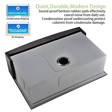 33 Inch Black Farmhouse Sink Workstation-Bokaiya 33x22 Farmhouse Apron Front Kitchen Sink Black Stainless Steel Farmhouse Sink 16 Gauge Deep Single Bowl Farm Sink with Cutting Board