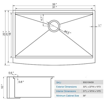 33 Inch Black Farmhouse Sink Workstation-Bokaiya 33x22 Farmhouse Apron Front Kitchen Sink Black Stainless Steel Farmhouse Sink 16 Gauge Deep Single Bowl Farm Sink with Cutting Board