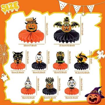 Vintage Halloween Party Decorations Halloween Table Honeycomb Centerpiece 9Pcs Johanna Parker Hallow...