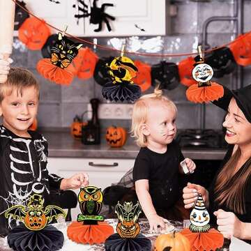 Vintage Halloween Party Decorations Halloween Table Honeycomb Centerpiece 9Pcs Johanna Parker Halloween Table Decor Pumpkin Ghost Cat Bat Ornaments for Halloween Party Supplies