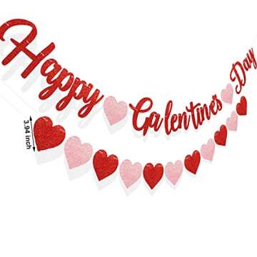 Red Glittery Galentine's Day Banner & Heart Garland