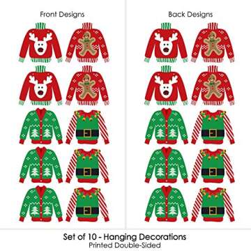 Big Dot of Happiness Ugly Sweater Hanging Decor Party Set