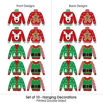 Big Dot of Happiness Ugly Sweater Hanging Decor Party Set