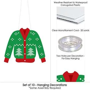 Big Dot of Happiness Ugly Sweater Hanging Decor Party Set