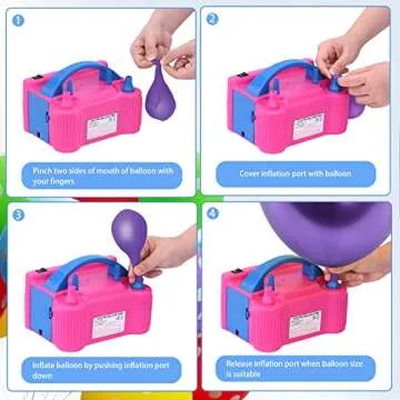 Balloon Pump Electric,Portable Dual Nozzle High Power(110V~120V, 600W),Air Balloon Inflator for Birthday Party Supplies Decoration(Gifts: 2 Tying Tools, 10 Balloons)