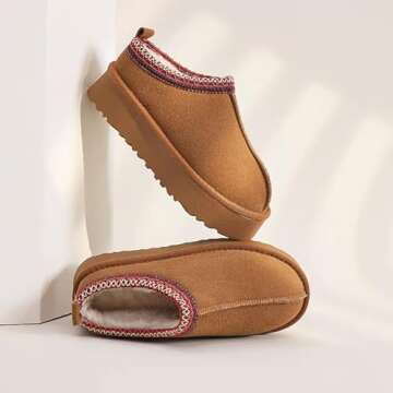 ATVGRTC Women's Slippers Indoor Plush Lined Sneakers,Suede Ankle Outdoor Slip Resistant Boots,Platfo...