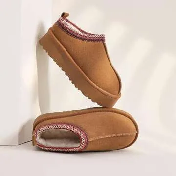 ATVGRTC Women's Slippers Indoor Plush Lined Sneakers,Suede Ankle Outdoor Slip Resistant Boots,Platfo...