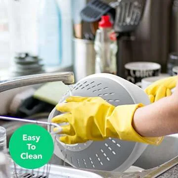 Vremi 5 Quart Collapsible Colander - BPA Free Silicone Food Strainer with Handles - Heavy Duty Foldable and Heat Resistant Kitchen Drainer Steam Basket for Pasta and Veggies - Dishwasher Safe - Gray