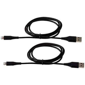 Amazon Basics MFi-Certified USB-A to Lightning Cable for Apple iPhone and iPad - 3 Feet (0.9 Meters) - 2 -Pack, Black