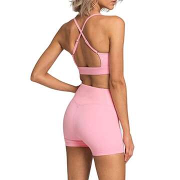 IMEKIS Workout Sets for Women 2 Piece Yoga Outfit: Tracksuits High Waisted Running Biker Shorts with...