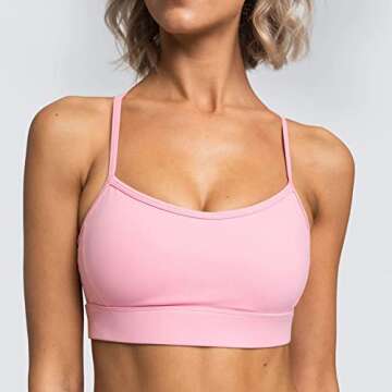 IMEKIS Workout Sets for Women 2 Piece Yoga Outfit: Tracksuits High Waisted Running Biker Shorts with Adjustable Strap Sport Bra Exercise Running Clothes Athletic Gym Sets Matching Active Wear Pink S